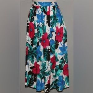 Danielle B Floral Vintage Skirt M Flared Chic Pleated Colorfully Summer Tropical